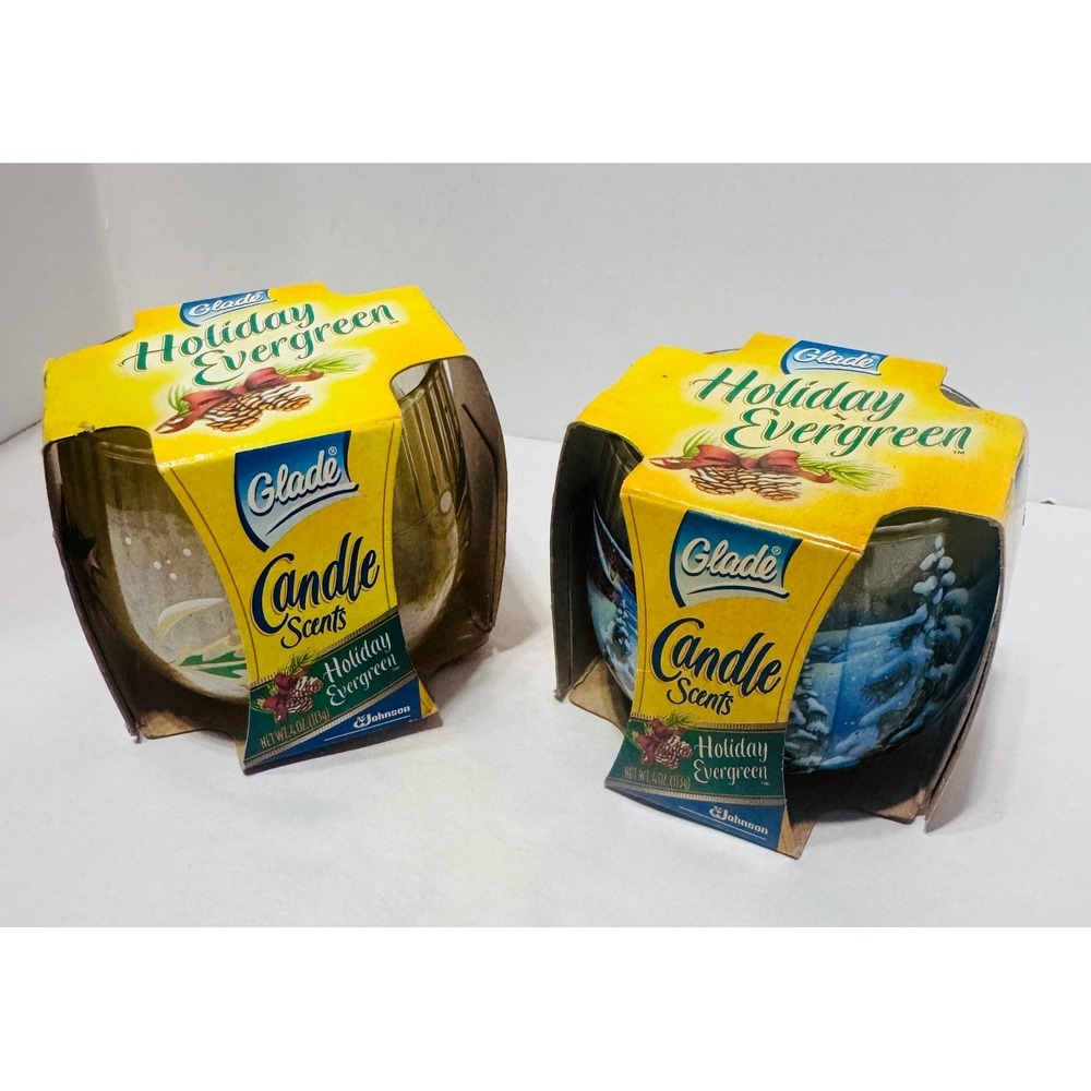 Vintage Y2K Glade Holiday Evergreen Candle Scents Set of 2 Retro Christmas Decor